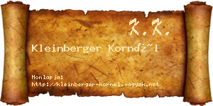 Kleinberger Kornél névjegykártya